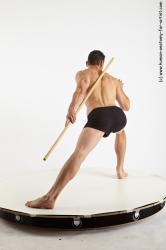 Underwear Fighting with spear Man White Standing poses - ALL Athletic Short Brown Standing poses - knee-bend Academic